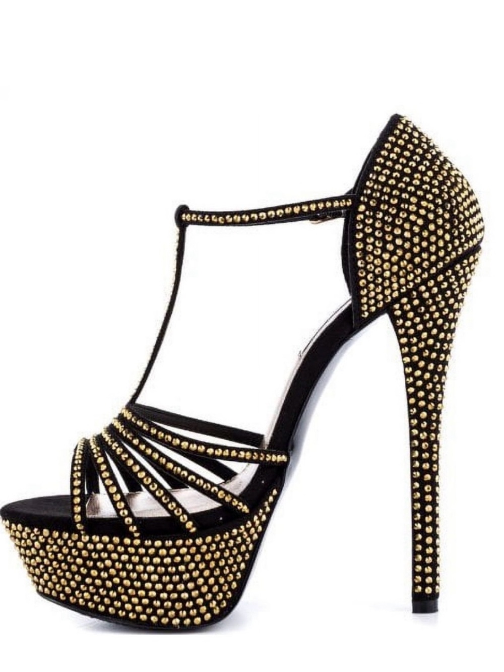 Steve Madden
Black Gold Studded High Heel Platform SandalsWomen's Dress Shoes